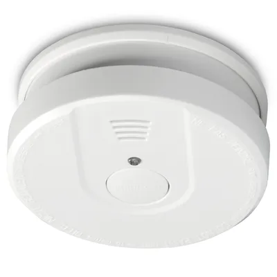 A white smoke detector is shown against a white background.
