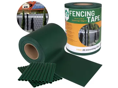 Obrázek produktu pro Páska na plot, panelový kryt plotu, stínicí páska UV 19 cm x 35 m Zelená