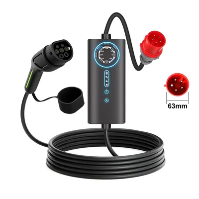 Obrázok produktu pre Nabíjačka pre elektromobily, nabíjací kábel 8 m, CEE, 22 kW, 6 A/10 A/16 A/24 A/32 A, typ 2, mobilná nabíjacie stanica, IP65