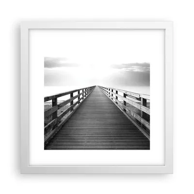 Produktbild von Gerahmtes Poster - Weißer Rahmen - Pier Perspektive Schwarzweiß - 30x30 cm - Wand Bild - Wanddeko - Wandbilder - Kunstposter - Wandposter - Bilderrahmen - Bilder - Kunstdruck - P2WAC30x30-4424