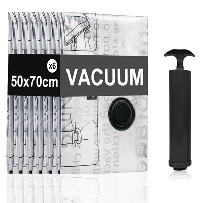 Image de Sacs de conservation sous vide réutilisables avec pompe manuelle, lot de 6