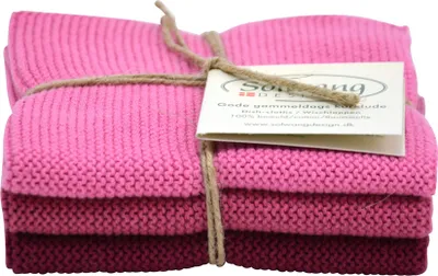 Immagine prodotto di set di 3 panni da cucina SOLWANG in flanella di cotone - combinazione ROSSO SCURO