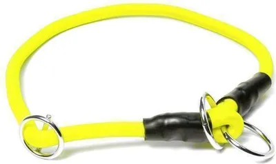 Produktbild von Mystique® Biothane Halsband rund mit Zugbegrenzung 8mm neon gelb 40cm