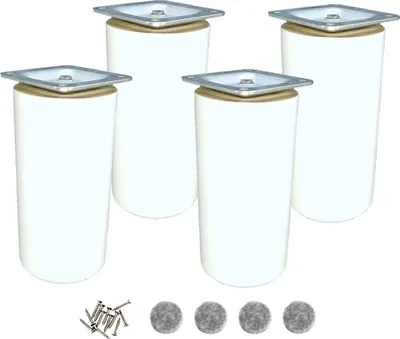 Obrázek produktu pro Dřevěná noha k nábytku, válcová, průměr 60 mm, bílá lakovaná, 12 cm, upevnění