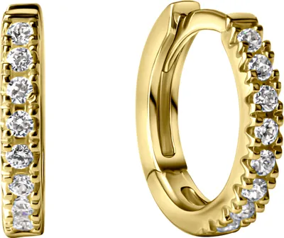 Produktbild von V Klappcreolen 585/- Gelbgold Zirkonia