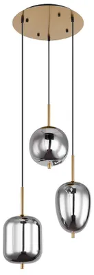 Produktbild von Deckenpendel, rund, 3 Hänger, Glas, Messing, H 120cm