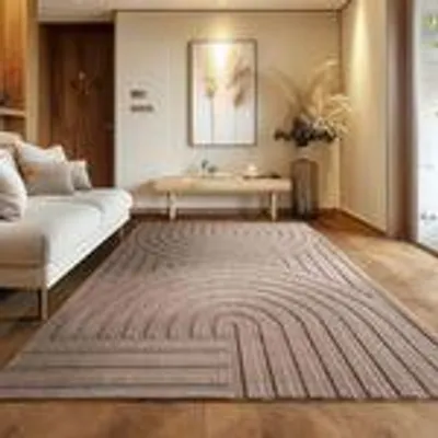 Produktbild von Skandinavischer Boho Teppich Wohnzimmer Einfarbig Beige und Creme Waschbarer Teppich, Größe: 120 x 170 cm, Farbe: Beige-1