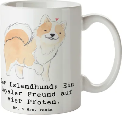 Produktbild von Mr. & Mrs. Panda Kaffeetasse Treuer Islandhund - Weiß - Geschenk, Teetasse, Pott, Hunderasse, Schafhunde, Hunderassen Eigenschaften, intelligente Hunde, Beschreibung