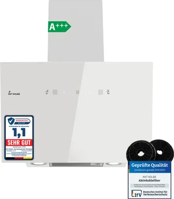 Produktbild von KKT KOLBE Dunstabzugshaube 60cm | Umluft Abluft | 782cbm/h | Wandhauben Kopffrei | Weiß | Glas | Gestensteuerung | SensorTouch Bedienung | LED-Beleuchtung TRIO6025W
