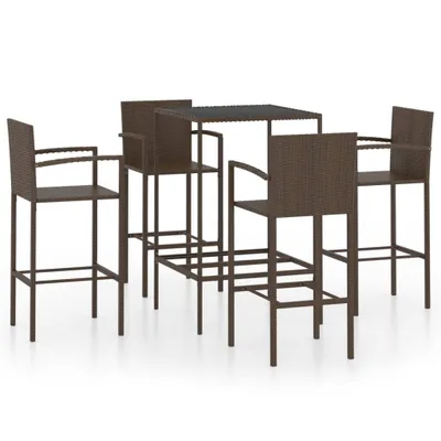 Produktbild von vidaXL 5-tlg. Gartenbar-Set Poly Rattan Braun