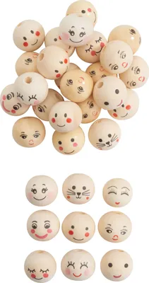 Produktbild von VBS Holzköpfe "Lovely face", Ø 20 mm, 32 Stück