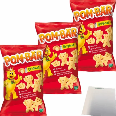 Produktbild von Funny Frisch Pom-Bär Kartoffel-Snack Glutenfrei 3er Pack (3x75g Packung) + usy Block