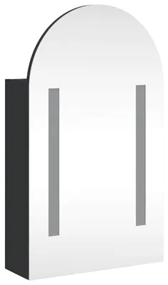 Produktbild von vidaXL Spiegelschrank mit LED-Beleuchtung Gewölbt Schwarz 42x13x70 cm