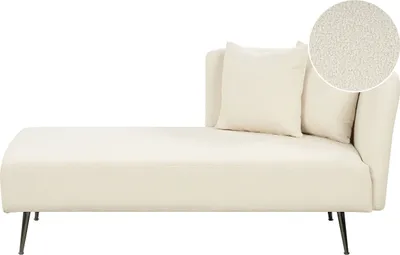 Zdjęcie produktu dla BELIANI Szezlong biały tapicerowany boucle prawostronny metalowe nóżki poduszki nowoczesny design do salonu
