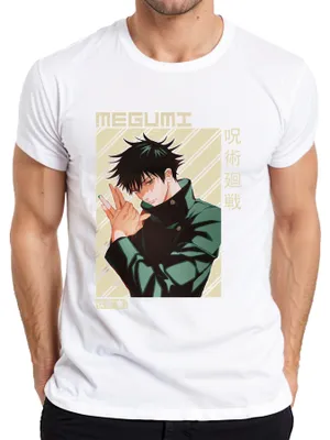 Zdjęcie produktu dla Megumi Fushiguro Jujutsu Kaisen Shikigami mroczny prezent otaku koszulka męska, biały, XL
