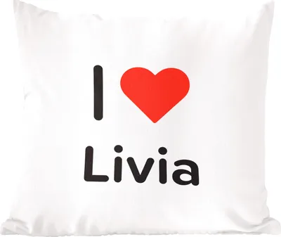Produktbild von MuchoWow® Zierkissen Sofakissen Wohnzimmer Dekokissen 60x60 cm Ich liebe - Livia - Mädchen - Sitzfläche - Foto Polster