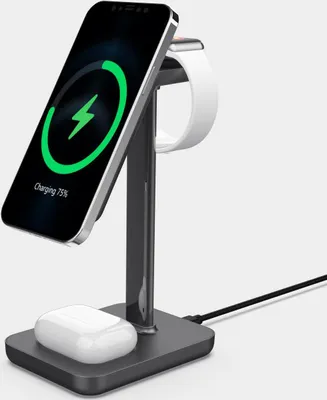 Produktbild von eSTUFF - Kabelloses Ladegerät - 15 Watt - 3 A - PD 3.0 - Aluminium, weiß - für Apple AirPods, AirPods Pro, iPhone 12, 1