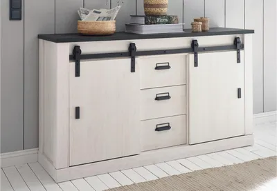 Produktbild von Sideboard Sherwood 53 Pinie weiß anthrazit mit soft-close 162 cm
