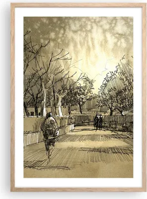 Produktbild von Gerahmtes Poster - Rahmen in heller Eiche - Park Spaziergang Baum - 50x70 cm - Wand Bild - Wanddeko - Wandbilder - Wandposter - Bilderrahmen - Bilder - Kunstdruck - Wandbild - P2NPA50x70-3758