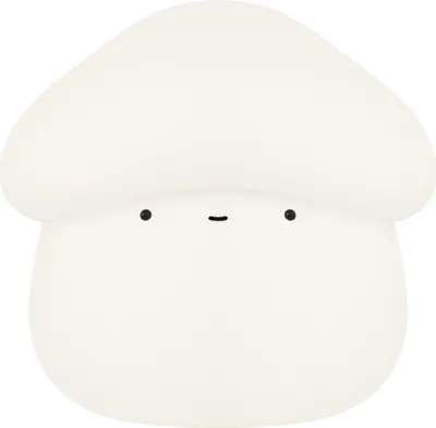 A white mushroom-shaped night light with simple facial features.