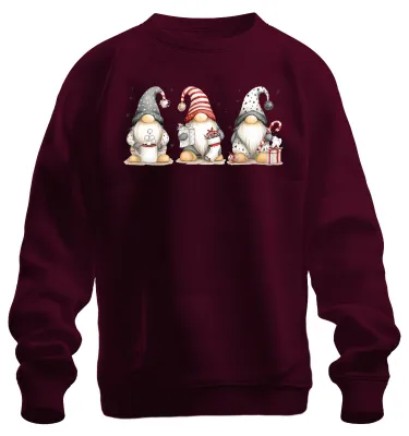 Immagine prodotto di Gnomo di Natale Regalo di Natale Felpa Pullover Unisex, Borgogna, S