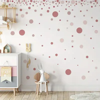 Produktbild von Rosa Polka Dot Wandsticker Set mit 140 Punkten – Selbstklebende Wandtattoo Deko für Kinderzimmer, Schlafzimmer und moderne Wandgestaltung