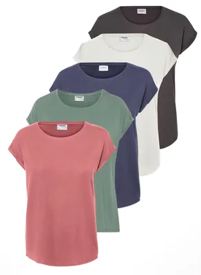 Produktbild von VERO MODA Damen VMAVA Plain SS TOP GA 5PACK, Laurel Wreath/Asphalt+ Vintage, S