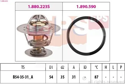 Produktbild von EPS Thermostat Kühlmittel 87°C für VW Golf IV Schrägheck (1J1) Golf V Schrägheck (1K1) POLO (9N) TOURAN (1T1, 1T2) Passat Variant (3C5)
