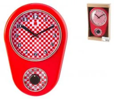 Produktbild von H&H Uhr mit Timer und Stoppuhrfunktion, 31 x 21 cm, rot