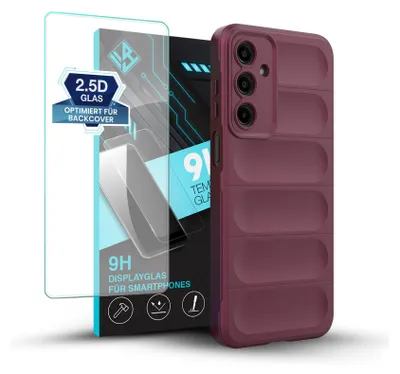 Produktbild von Handy Hülle für Samsung Galaxy A16 / A16 5G mit 9H Displayglas Displayschutz Plus Grip Case Cover Schutzhülle Softgrip Farbe: Burgunder Rot