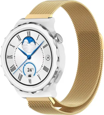 Produktbild von Strap-it Milanese - Kompatibel mit Huawei Watch GT 3Armband 42mmHochwertiger EdelstahlHuawei watch strap Armband mit Magnetverschluss für 20mmArmband Gold