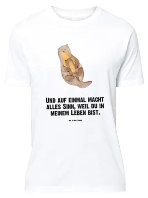 Produktbild von Mr. & Mrs. Panda Größe XL T-Shirt Otter Kind - Weiß - Geschenk, Mama, Familie, Baby, mit Spruch, Tshirt, Geburt, Shirt, Mutter