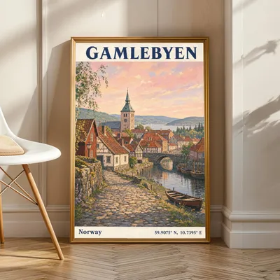 Gamlebyen in Oslo, Reiseposter, Produktansicht 1