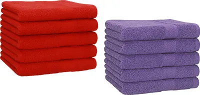 Produktbild von Betz 10 Stück Gästehandtücher PREMIUM 100%Baumwolle 30x50 cm Farbe rot und lila
