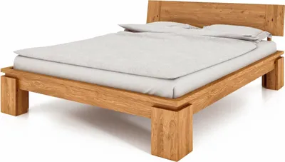 Produktbild von Bett Tinci 2 in 120x200 cm aus Wildeiche massiv mit Holzkopfteil