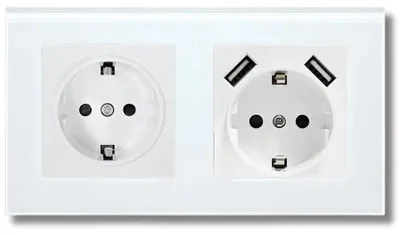 Obrázek produktu pro Dvojitá zásuvka se skleněnou krycí deskou, 2 USB porty, iUni US2, 16A