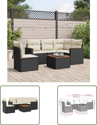 Produktbild von The Living Store 6-tlg. Garten-Sofagarnitur mit Kissen Schwarz Poly Rattan