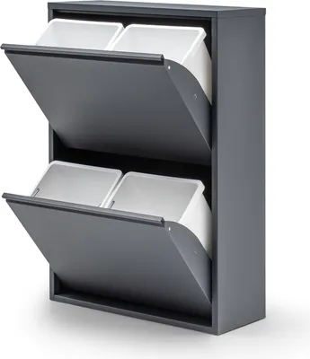 Produktbild von Mülltrennsystem 4 Fach Mülleimer Küche aus Metall Fleckenfest Wandmontage Abfalleimer Küchenmülleimer mit Herausnehmbarer Inneneimer Recycling