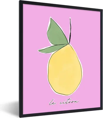 Produktbild von MuchoWow® Gerahmtes Poster Zitrone - Frucht - Pastell 60x80 cm - Poster mit Schwarzem Bilderrahmen Wandposter Rahmen Foto Bilder - Premium - Wanddeko Wohnzimmer