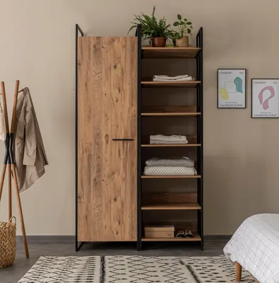 Obrázek produktu pro Skye Decor, Dynamic Takım - 1, šatní skříň, atlantská borovice, 100 % MELAMINEM POVLÁKNĚNÁ DESKA, 64 x 52 x 225 cm