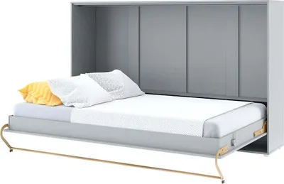 Produktbild von Furniture24 Schrankbett Concept PRO Horizontal, Wandklappbett, Bettschrank, Wandbett, Schrank mit integriertem Klappbett, Funktionsbett 120 x 200 cm, Grau, Horizontal