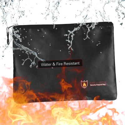 Produktbild von Feuerfeste Dokumententasche Silikon beschichtet Fiberglas Geldbeutel Tasche Dokumentenhalter Wasser feuerbeständig mit Reißverschluss Lagerung für Datei Bargeld Schmuck Reisepass Wertsachen