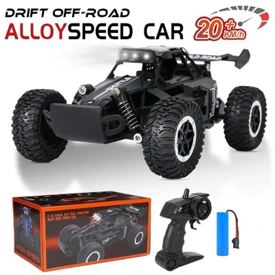 Immagine prodotto di Auto RC - 1:16 2WD fuoristrada - Radiocomando a 2,4 GHz - Velocità massima 20 km/h - Portata 40 m - Autonomia 30 min - Luci a LED - Nero