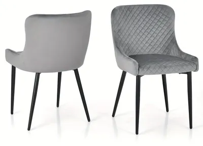 Obrázek produktu pro Jídelní židle - Židle - Židle s opěradlem ve tvaru sedáku - Bistro židle - Kuchyňská židle - Sada 2 kusů - Šedá potahová látka