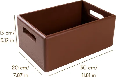 Produktbild von Creative Deco Braune Holzkiste Obstkiste Korb - 30x20x13cm (+/-1cm) - mit Griffen