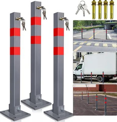 Immagine prodotto di Bettizia barriera posticcia 3X barriera per parcheggio pieghevole 66cm bloccabile in acciaio inox