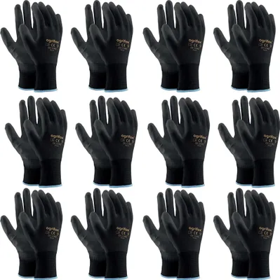 Produktbild von 12x Arbeitshandschuhe Mechanikerhandschuhe L (9) Gartenhandschuhe Schutzhandschuhe Schwarz