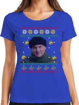 Produktbild von Harry Kevin Allein Zuhause - Weihnachtsgeschenk Ugly Christmas Sweater Weihnachten Damen T-Shirt, Blau, M