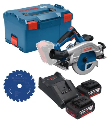 Immagine prodotto di Sega circolare a batteria Bosch GKS 18V-57-2 GX Professional 18 V 165 mm Brushless + 2 batterie da 5,0 Ah + caricabatterie + L-Boxx