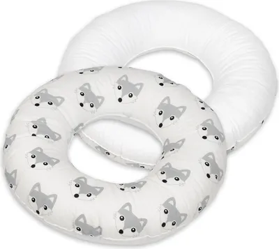 Image de Coussin de naissance rond renards blancs